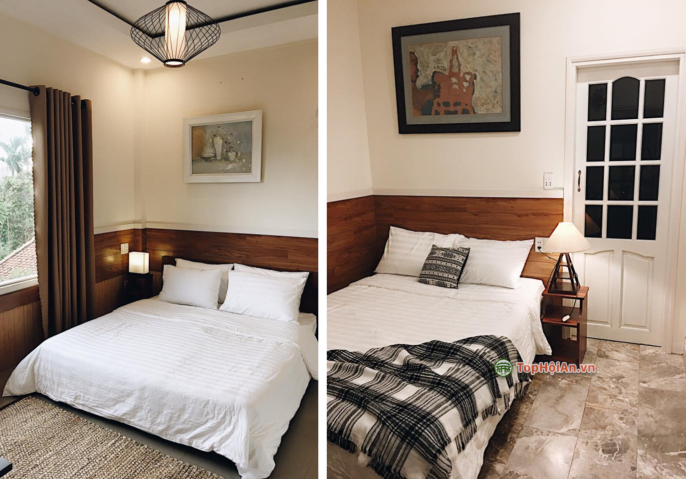 Thiết kế phòng nghỉ của Bamboo Hoi An Homestay khá đơn giản với gam màu trắng dịu nhẹ