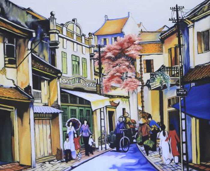 Mẫu tranh vẽ đường phố cổ Hội An đẹp