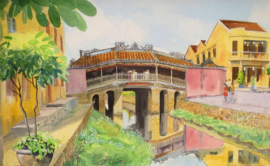 Mẫu tranh vẽ về phố cổ Hội An đẹp